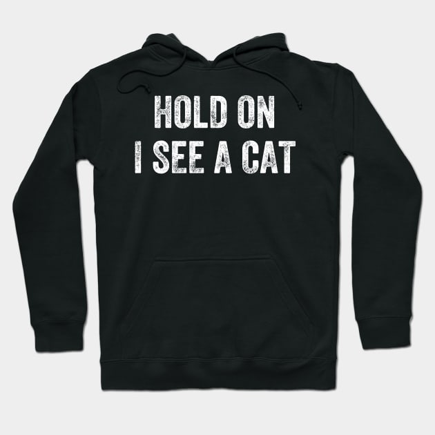 Hold On I See A Cat, Funny Cat Lovers Hoodie by S-Log